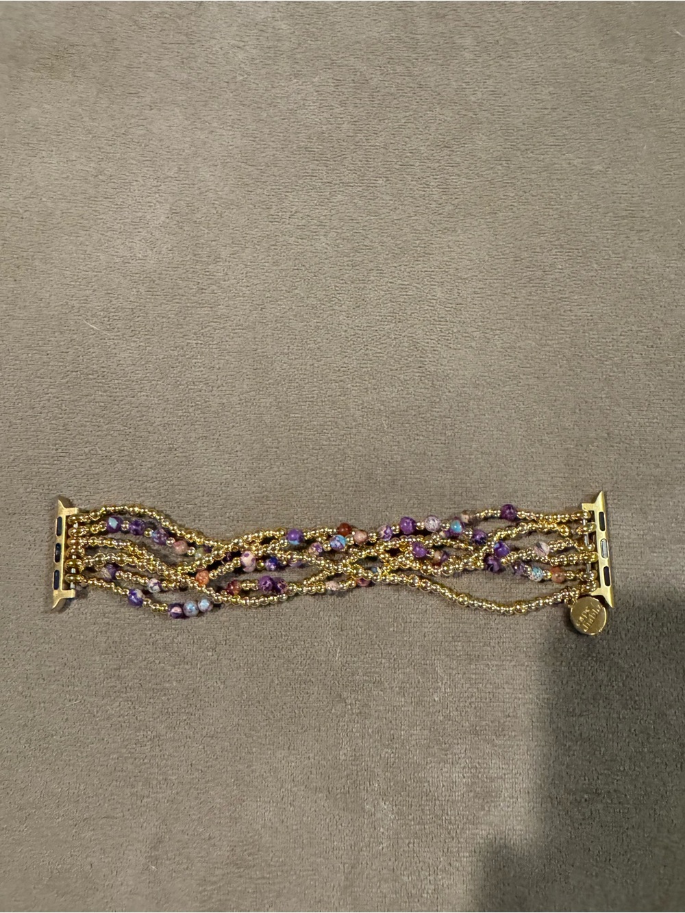Cape Diablo Gold Multi-Strand Beaded Apple Watch Band with Purple Accents